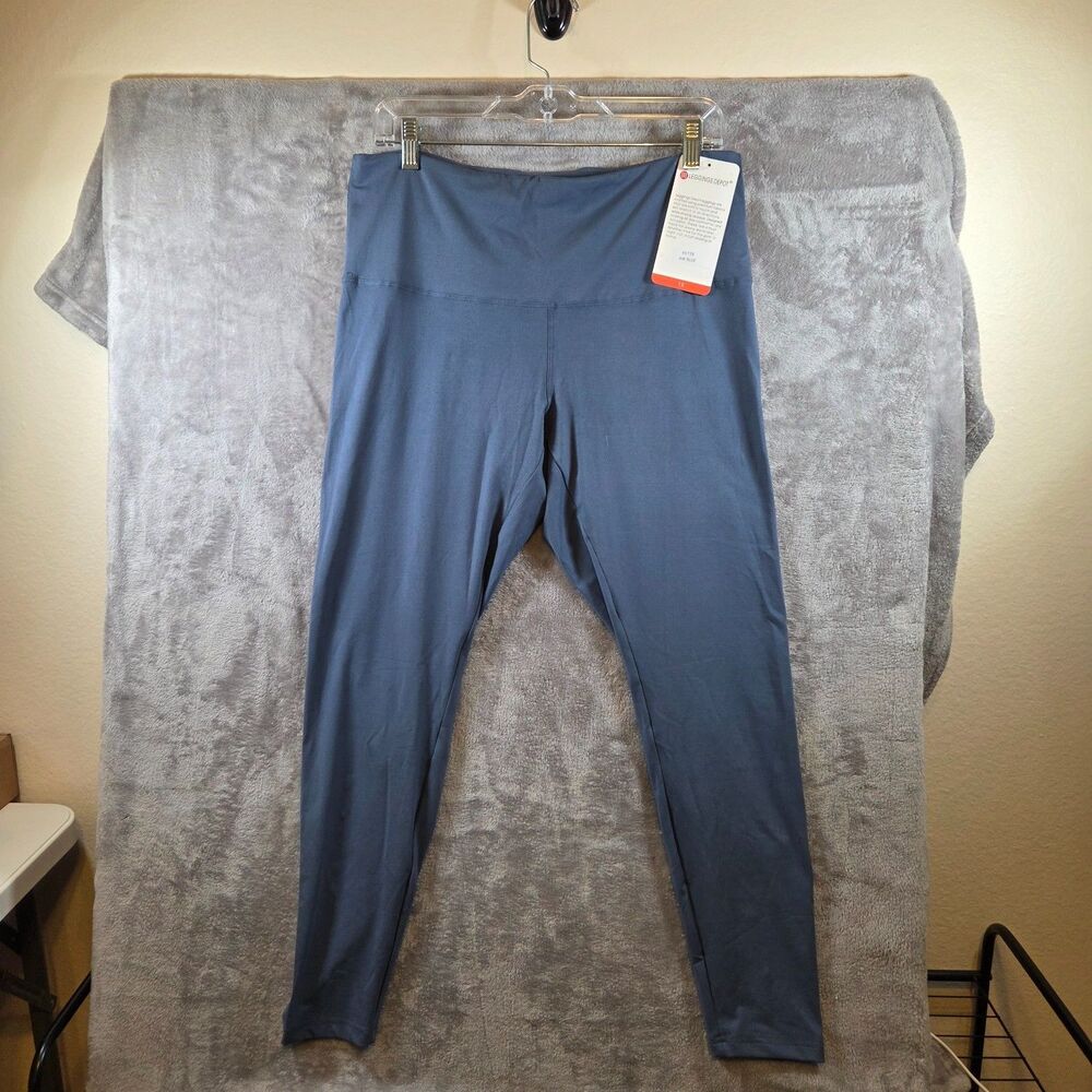 Leggings Depot Women's 1X Plus Ink Blue Solid Active Yoga Leggings NWT